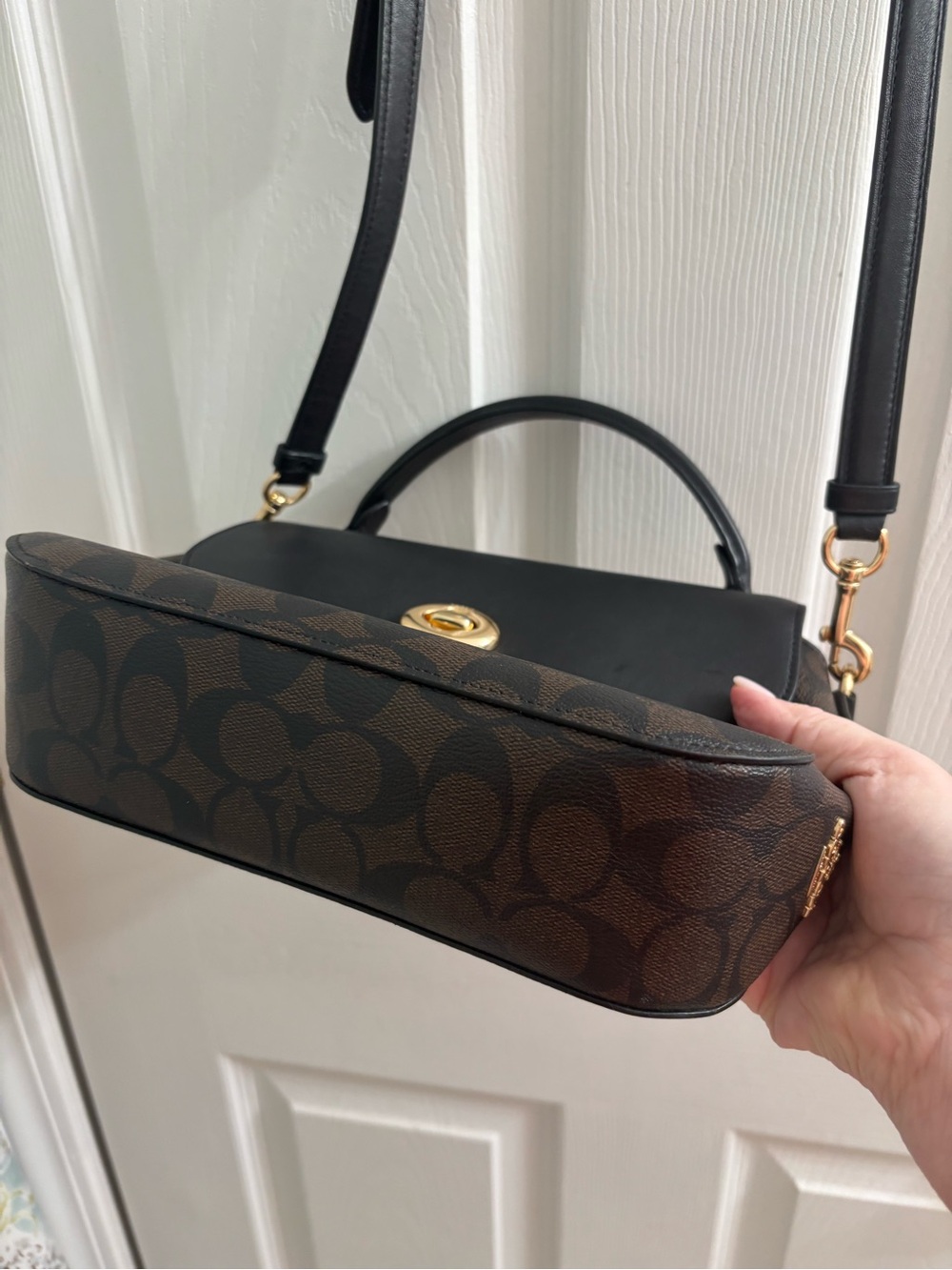 Coach Black and Brown Signature Crossbody Satchel - Picture 3 of 3